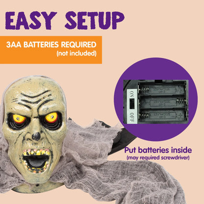 Halloween Groundbreaker Halloween Decorations Zombie with Sound and Flashing Eyes,Outdoor Scary Halloween Yard Decorations