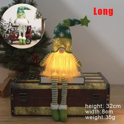 Christmas Faceless Doll Gnome Ornaments LED Light Plush Knitting Crafts Tree Pendant Christmas Decorations for Home Kids Gift