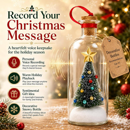Christmas Message in a Bottle, Recordable Voice Glass Tree Ornament Sentimental Gift Forever Recording Holiday Sound Audio Souvenir Meaningful Keepsake Special Decorative Home Kids