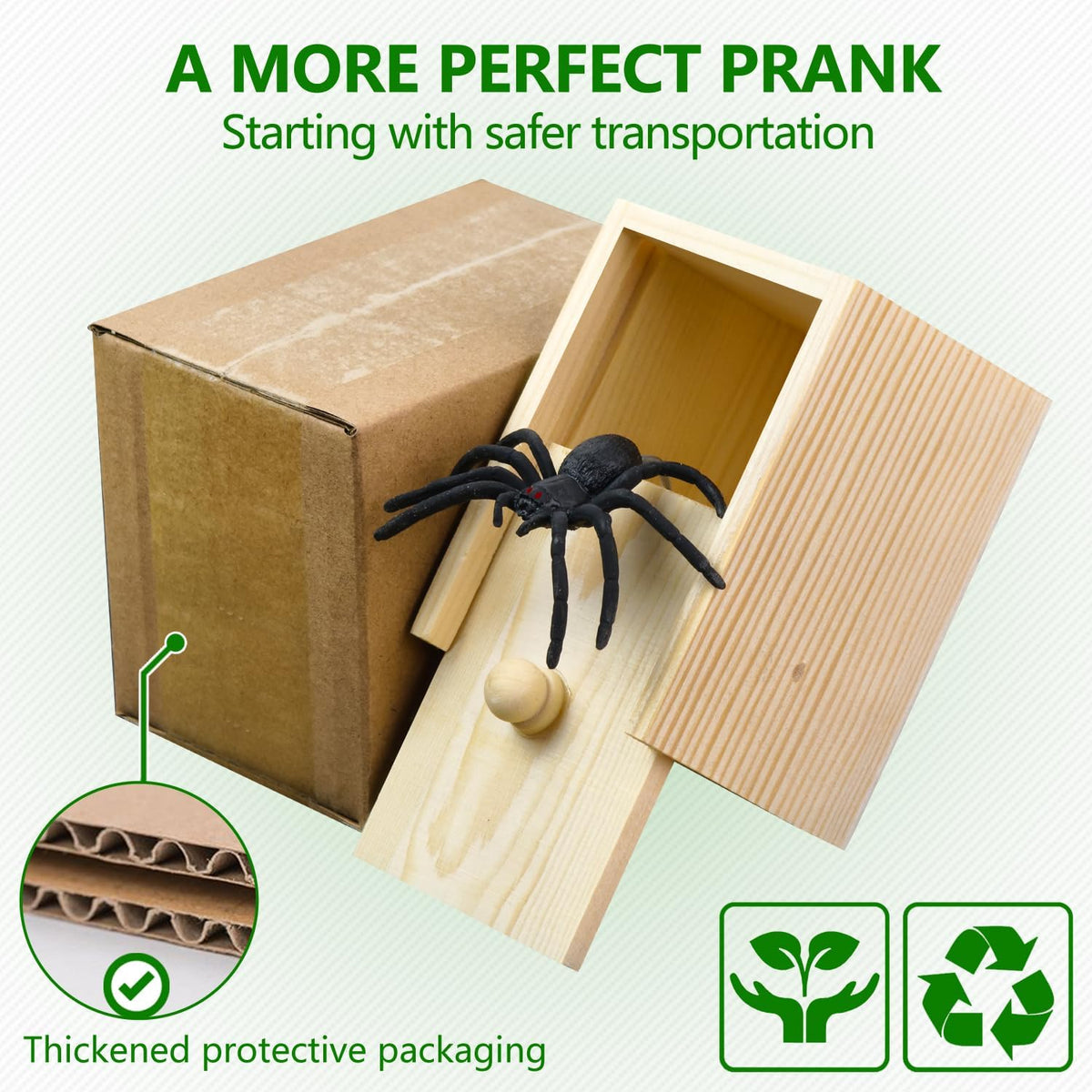 Surprise Spider Prank Box，Handcrafted Spider in a Box Stocking Stuffers,New Year'S Surprise Toy and Gag Gift Practical Joke for Adults Men Women Birthday