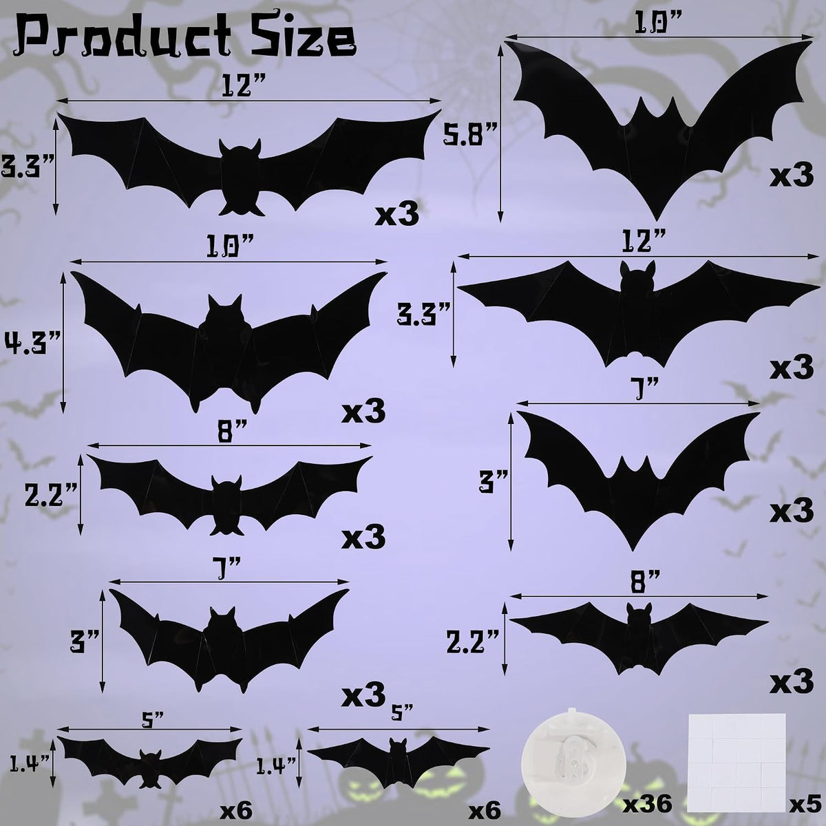 36 Pack Halloween Bats Wall Decor Halloween Decorations Indoor