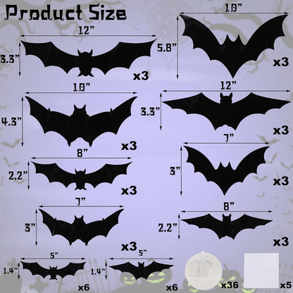 36 Pack Halloween Bats Wall Decor Halloween Decorations Indoor