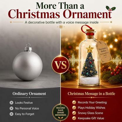 Christmas Message in a Bottle, Recordable Voice Glass Tree Ornament Sentimental Gift Forever Recording Holiday Sound Audio Souvenir Meaningful Keepsake Special Decorative Home Kids