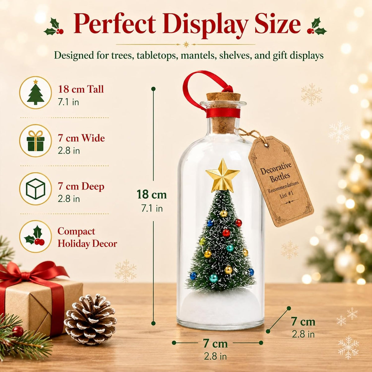 Christmas Message in a Bottle, Recordable Voice Glass Tree Ornament Sentimental Gift Forever Recording Holiday Sound Audio Souvenir Meaningful Keepsake Special Decorative Home Kids