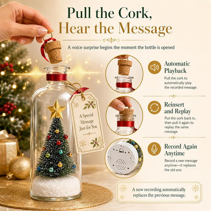 Christmas Message in a Bottle, Recordable Voice Glass Tree Ornament Sentimental Gift Forever Recording Holiday Sound Audio Souvenir Meaningful Keepsake Special Decorative Home Kids